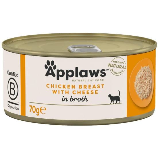 APPLAWS Natural – conservă hrană umedă complementară pentru pisici, piept de pui și brânză, 70 g